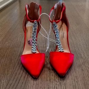 Red heels with rhinestones